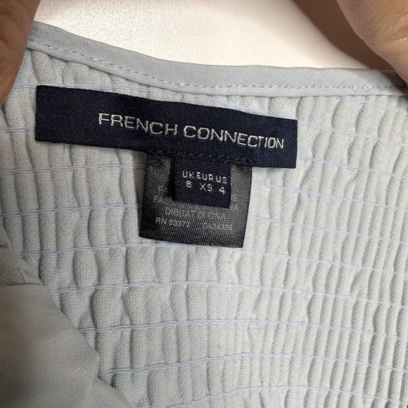 NEW French Connection Berina Whisper Puff Sleeve Mini Dress Women's Blue Size 4 - Picture 5 of 9